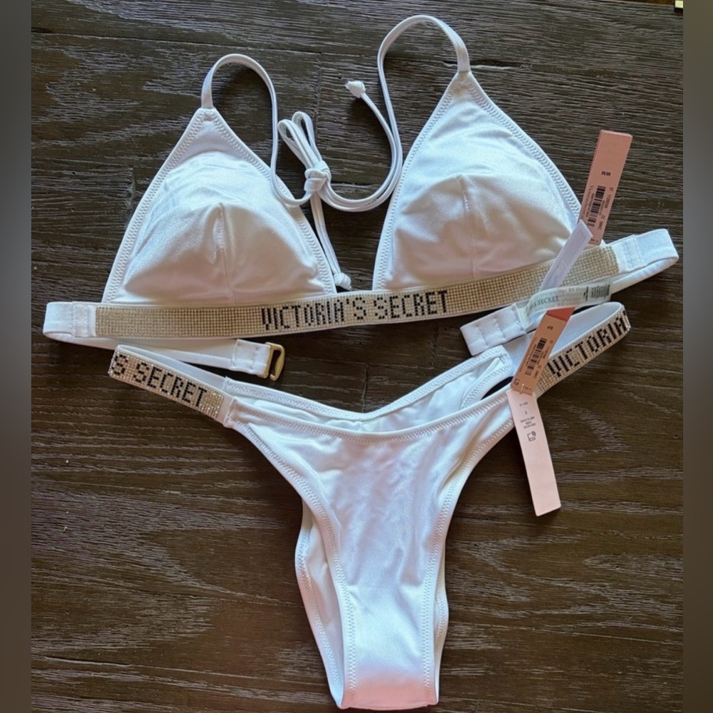 String Bikini Set NWT Victoria's Secret in M/S White Glam Shimmer